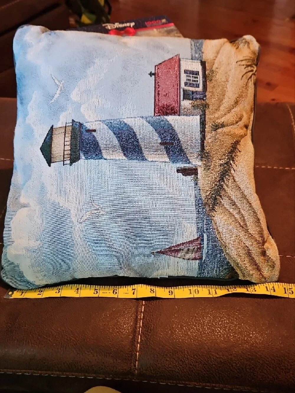 Nautical Lighthouse Decorative Throw Pillow - Blue & Red